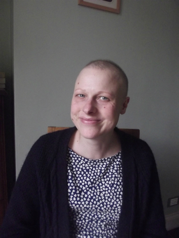 Magteld with her hair growing back from cancer treatment, February 2013