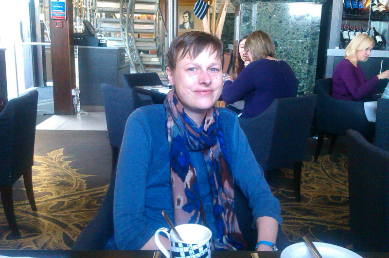 Magteld in the Scotsman Hotel for our wedding anniversary, March 2014